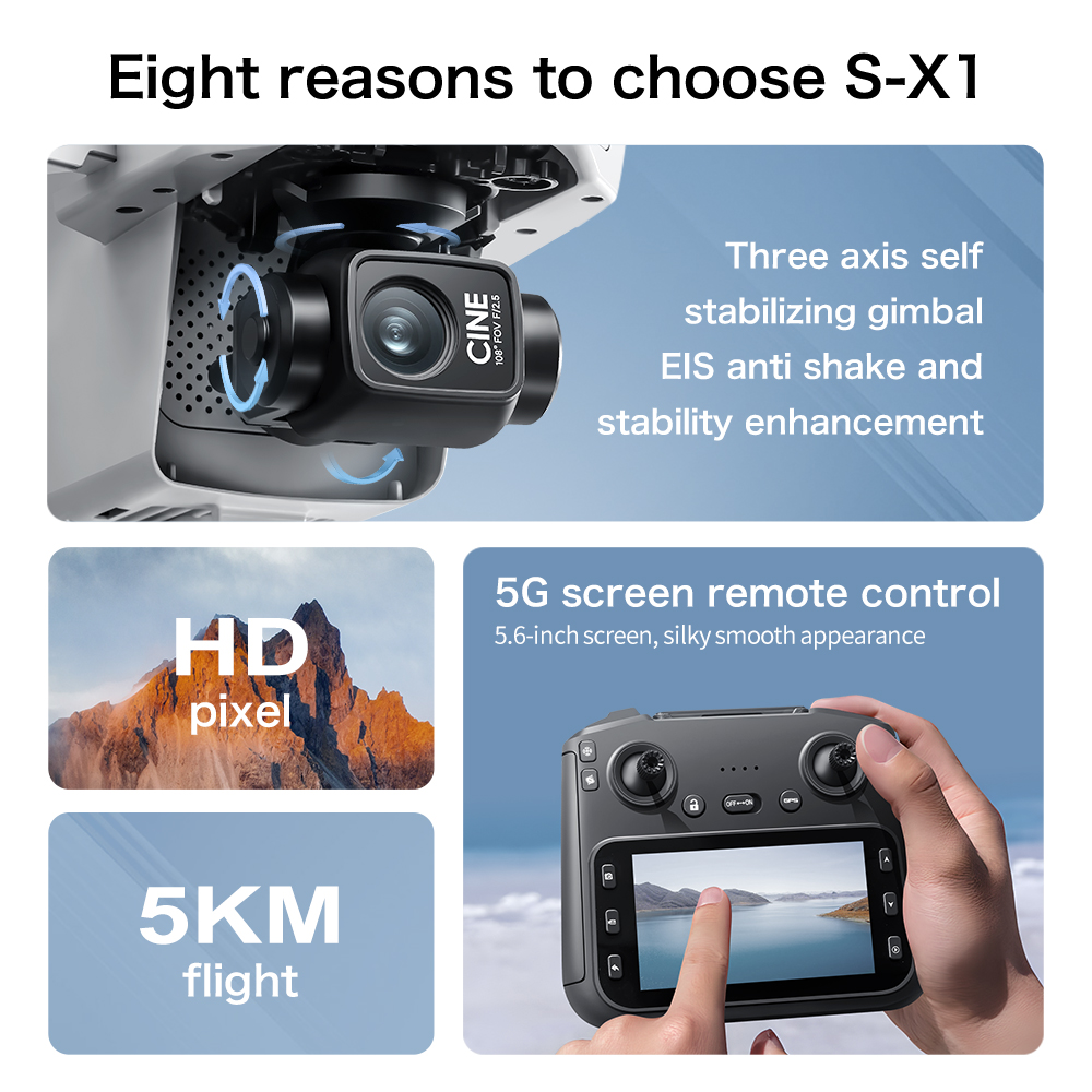 Original S-X1 Drone 8K HD Prof - Drone Rc Land recension och pris