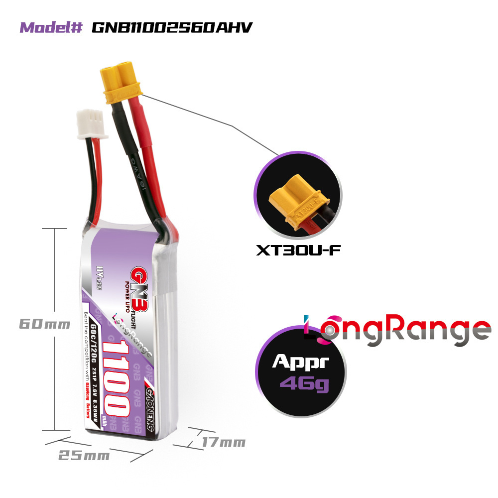 GNB 1100mAh 2S 3S 4S 6S 60C/12 - Drone Rcs recension och pris